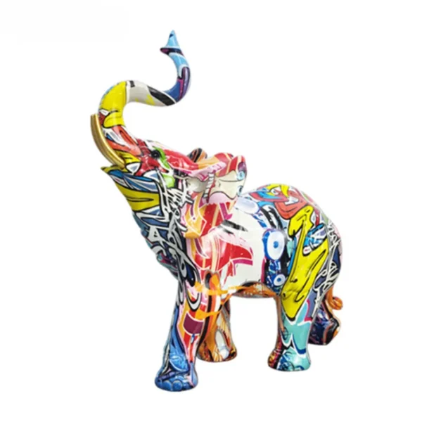 Graffiti Sculpture Figurine Art Elephant Statue