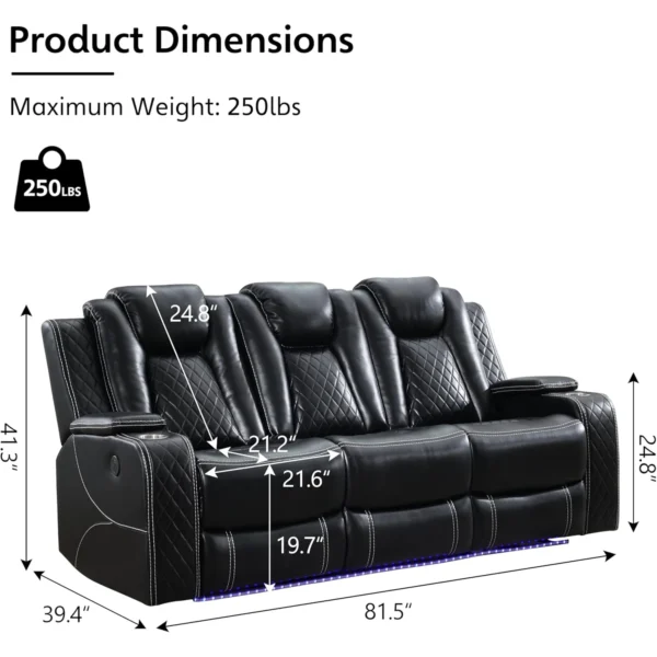 Power Reclining Sofa 0 Gravity w/ Wireless Charger,