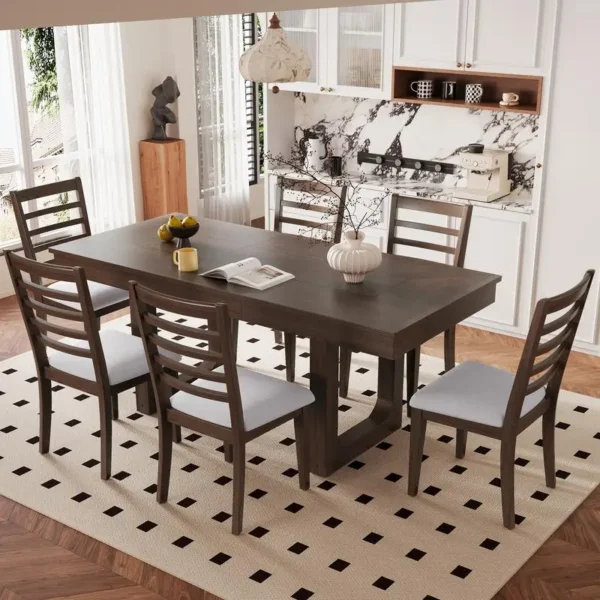 7-Pc Farmhouse Extendable Dining Set