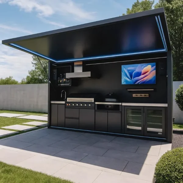 Weatherproof Outdoor Kitchen with Shed
