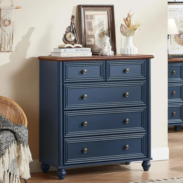 Blue Rustic Chest of Drawers, 35.5" Tall