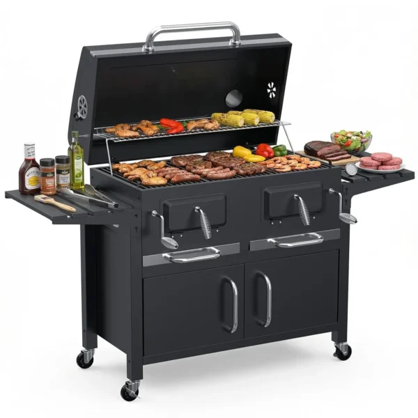 Large 63' Charcoal BBQ Grill & Smoker Outdoor