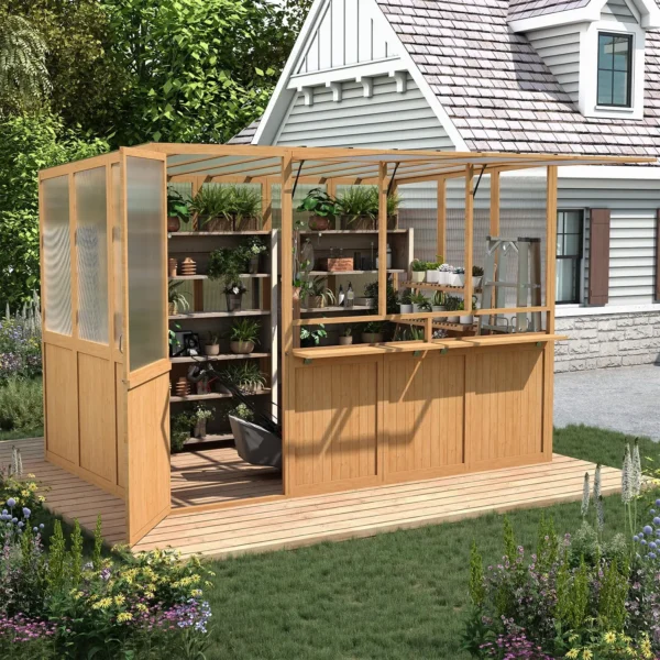 6x10 Ft Wood Greenhouse