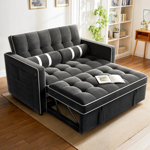 3 in 1 Sleeper Sofa Bed, Pull Out Couch with USB & Type-C Ports