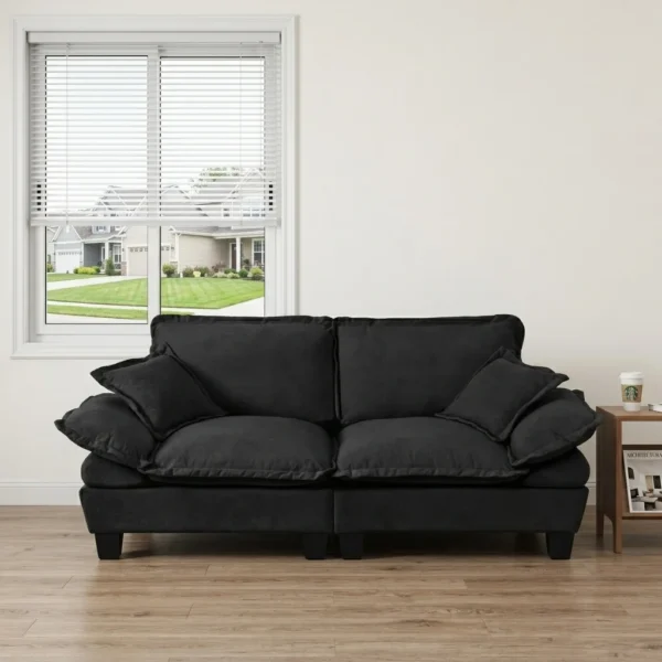 76.5" Modern 2-Seater Cloud Couch with Soft Throw Pillows