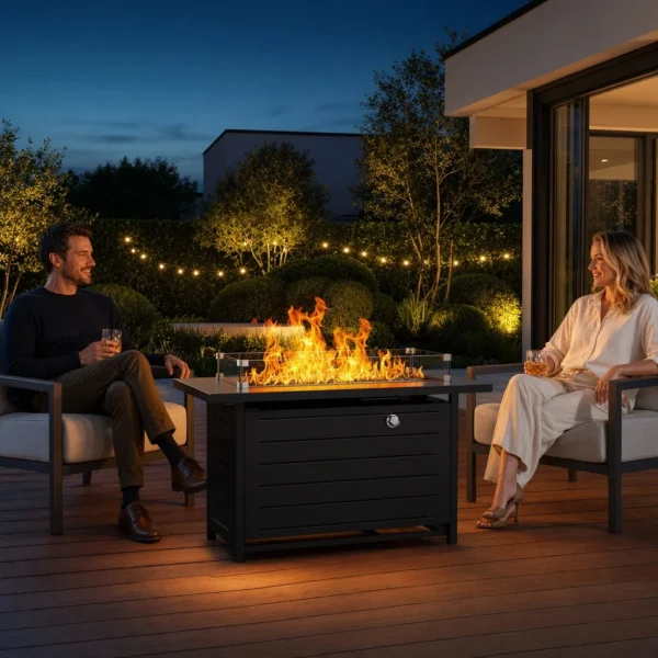 42 Inch Rectangular Propane Fire Pit Table,
