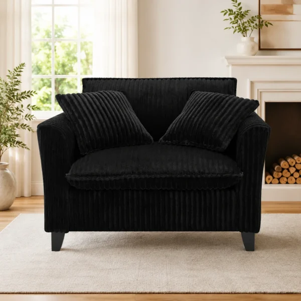 Corduroy Accent Chair Modern Single Sofa Chair with 2 Throw Pillows